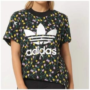 adidas H E R studio Allover Crewneck Tee Shirt Size Medium